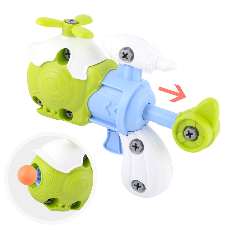 Dos en uno desmontaje juguete pistola niños DIY montaje desmontaje tornillo manual dinosaurio Mesa PISTOLA DE TENIS juguete al por mayor