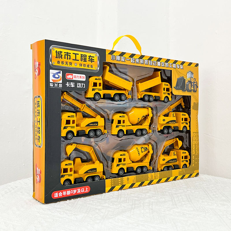 Inercia de retroceso infantil simulación de ingeniería coche de juguete conjunto modelo de camión de bomberos juguete mecanismo caja de regalo para niños