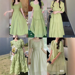 夏の新しいスタイル 13 行女性の森スカートドレス女性の夏服グリーン牧歌的なガーリースタイル卸売雑貨