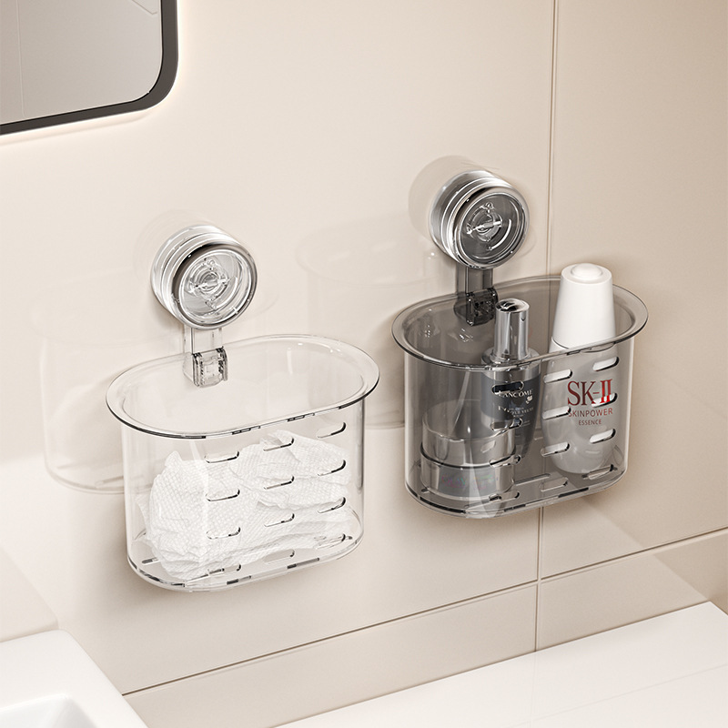 Hole-Free Bathroom Suction Cup Storage Rack Storage Box Bathroom Towel Cosmetics Bathroom Wall-Mounted Storage Rack