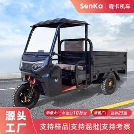 电动三轮车拉货带棚半封闭家用山区农用爬坡厂家三蹦子CE欧洲中亚