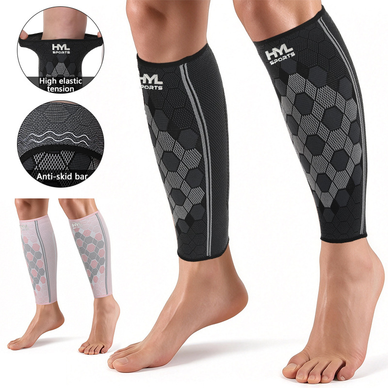 Amazon athletic calf sleeves, non-slip, knitted nylon, for fitness, running, and basketball, providing compression and protection against sprains