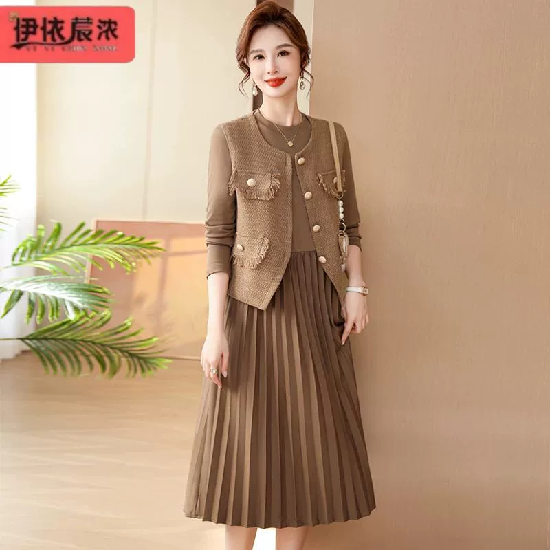 Молодая мама платье маленькое ароматное платье жилет набор 2024 весна и осень