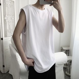 Solid Color Vest Men's Bottoming T-shirt Waistcoat Korean Fashionable Summer Loose Couple Men's and Women's Sports Sleeveless Top