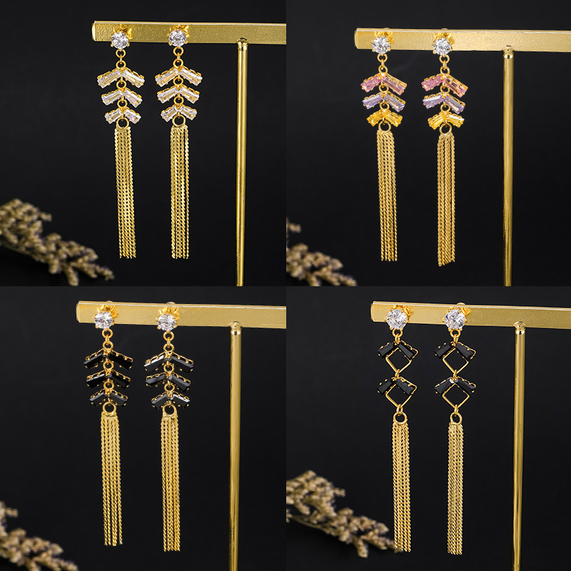 Pendientes largos de borla – estilo retro, joyería femenina elegante para otoño e invierno