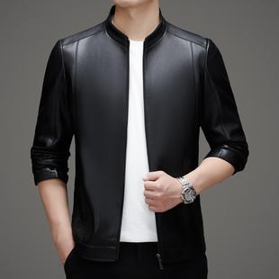 Haining Genuine Leather Men's 2025 Spring and Autumn New Middle-aged Dad Sheepskin Jacket Casual Handsome Leather Jacket