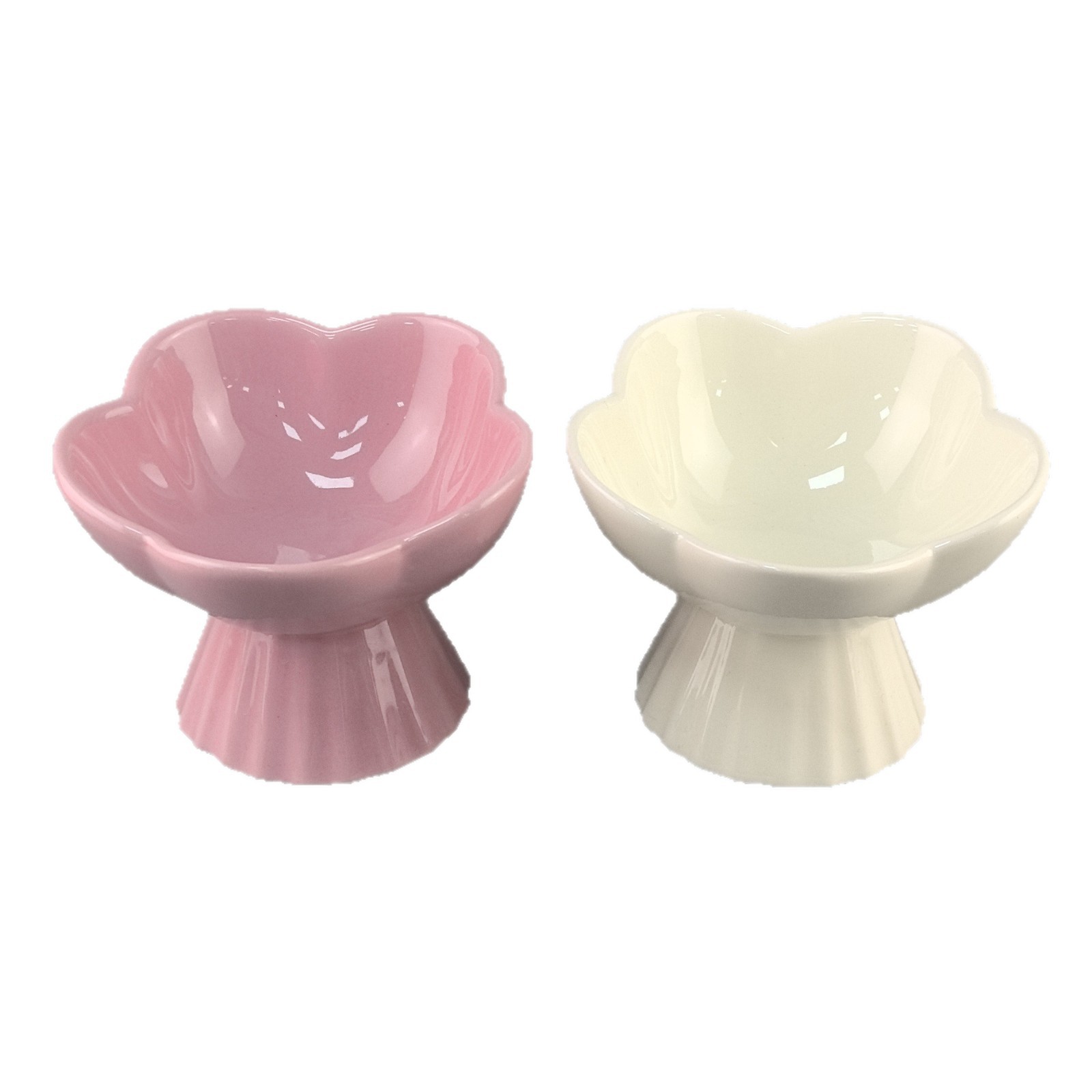 Creatividad en crema viento alto patas gatos pequeños perros cerámica para proteger la columna cervical tazón de alimentación tazón de agua potable
