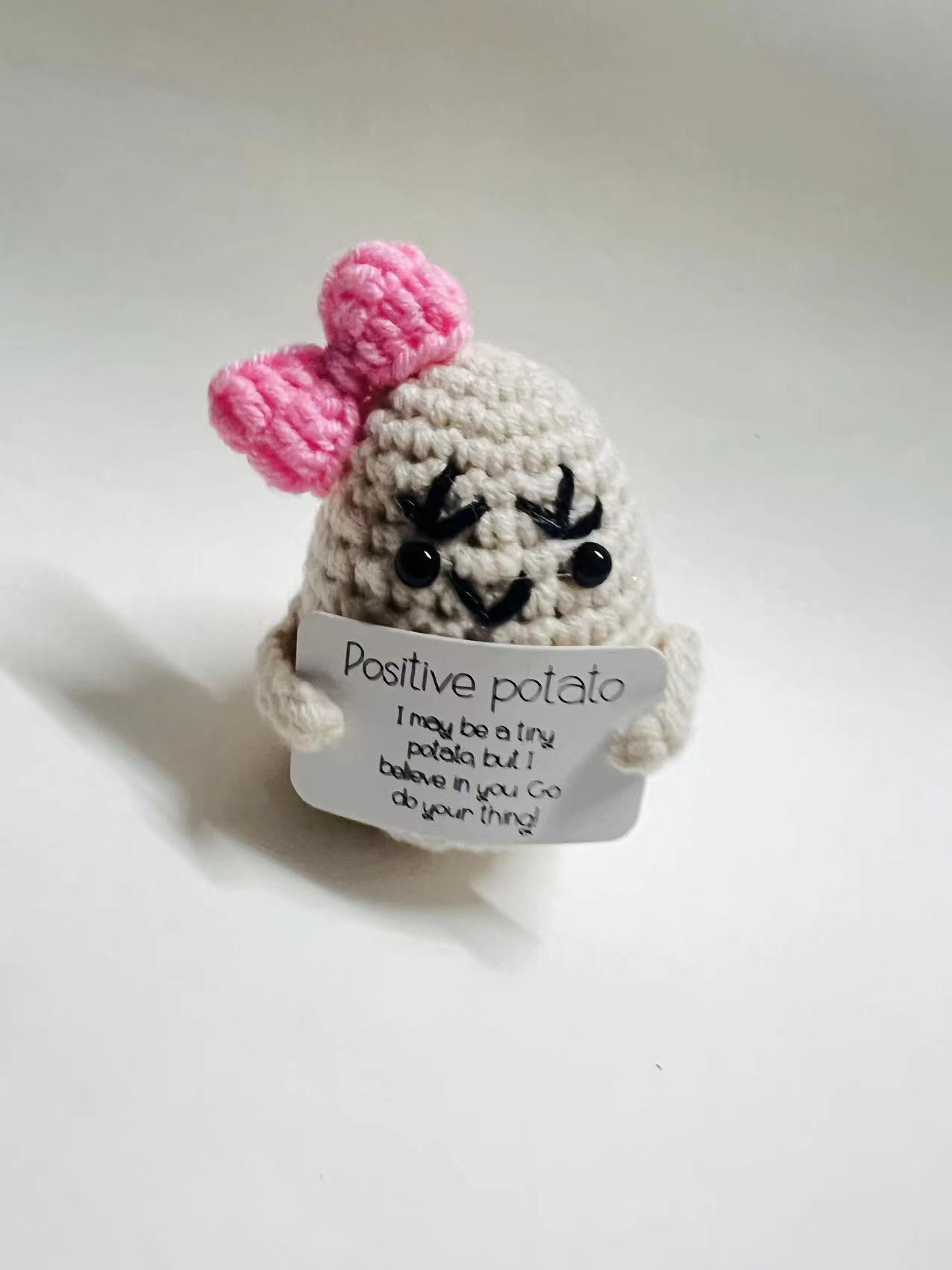 Amazon positivepotato hilado de lana tejida ganchillo patata divertida descompresión muñeca tejida a mano