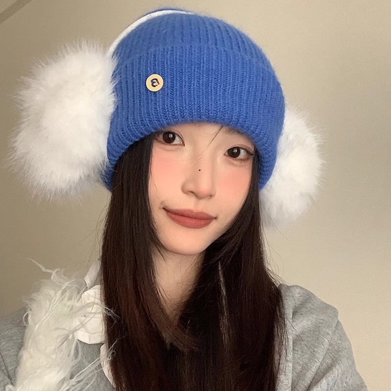 韩版纯色显脸小针织帽子女2025新款秋冬大头围保暖毛线帽包头冷帽|undefined