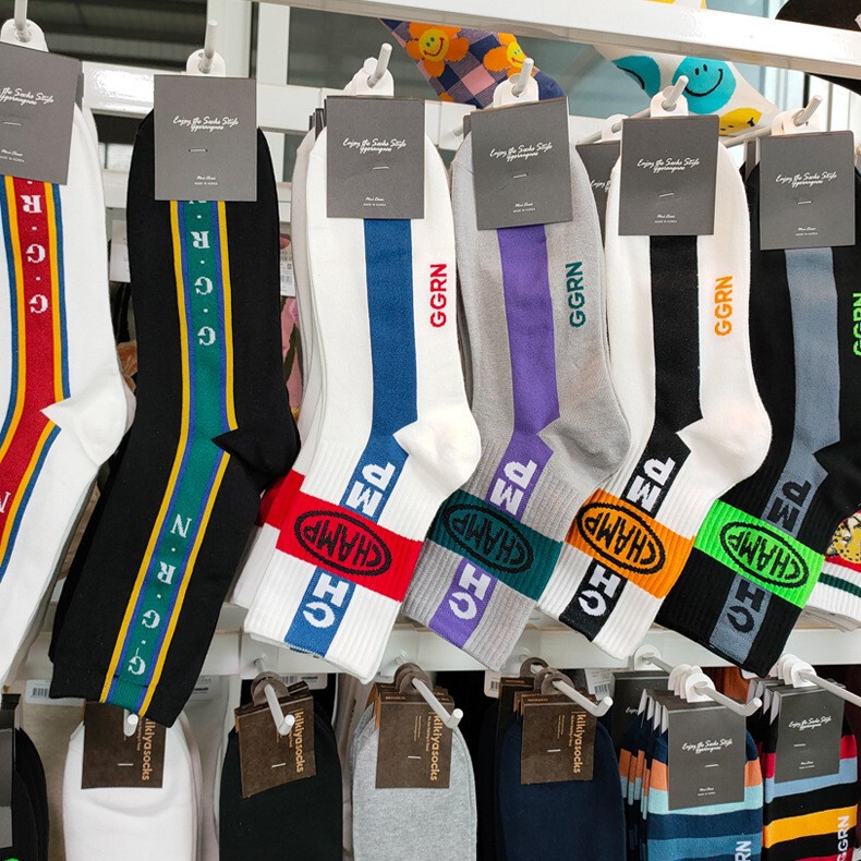 [in stock] South Korea socks ggorangnae fashion brand hip-hop letter sports socks men's four seasons cotton socks