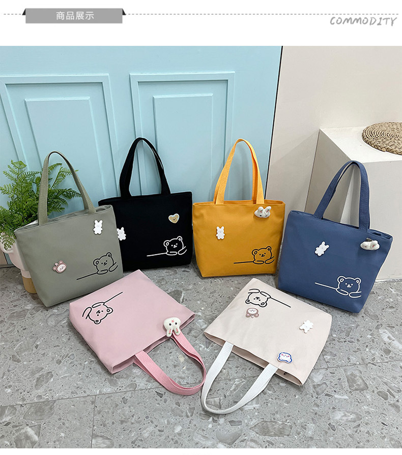 2022 New Japanese-style ins fresh and clean shopping storage bags, lunch boxes, bento bags, girls' handbags, canvas bags undefined