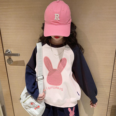 女童衛衣套裝春裝2024新款洋氣兒童時髦春秋衣服大童衛褲運動童裝