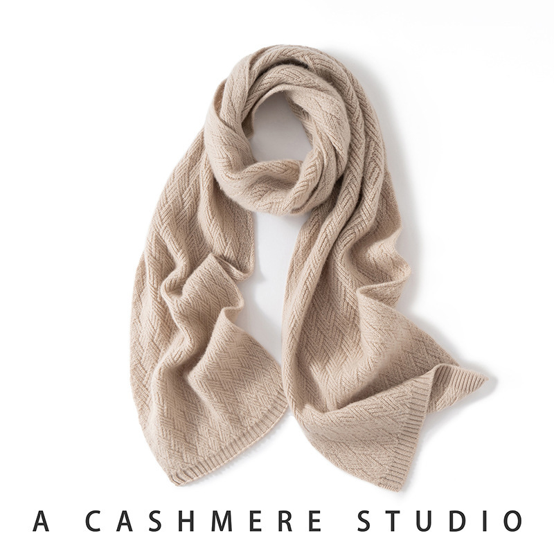 秋冬季新款山羊绒针织围巾时尚通勤百搭软糯舒适围脖保暖洋气通用