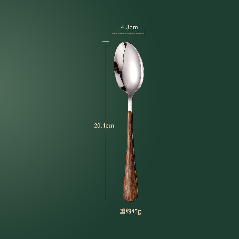 クロスボーダー1010ステンレス食器クリップ柄木目ナイフフォークスプーン5点セット家庭用韓国式ステーキナイフフォークセット|undefined
