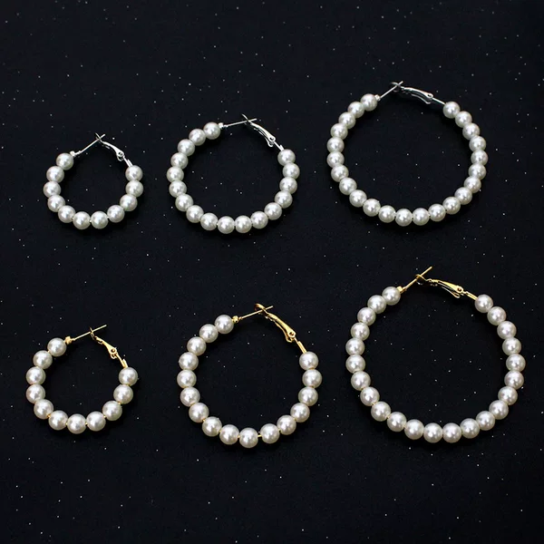 South Korea Ins Cold Wind Fairy Elegant Personalized Pearl Exaggerated Big Circle Earrings Earrings Earrings Earrings Pearl Earrings