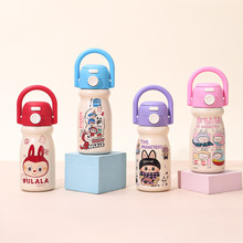 高颜值卡通儿童弹跳盖保温杯316不锈钢吸管杯一杯双饮便携拎拎壶