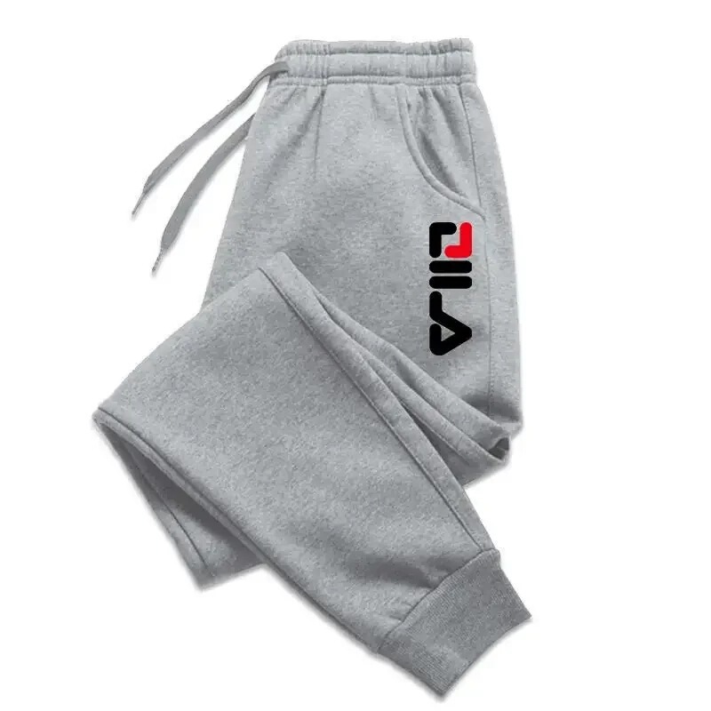 New Men's Sports Pants for Autumn and Winter, Printed Fleece-Lined Warm Jogging Pants, Men's Outdoor Sports Pants, Harajuku Street Style