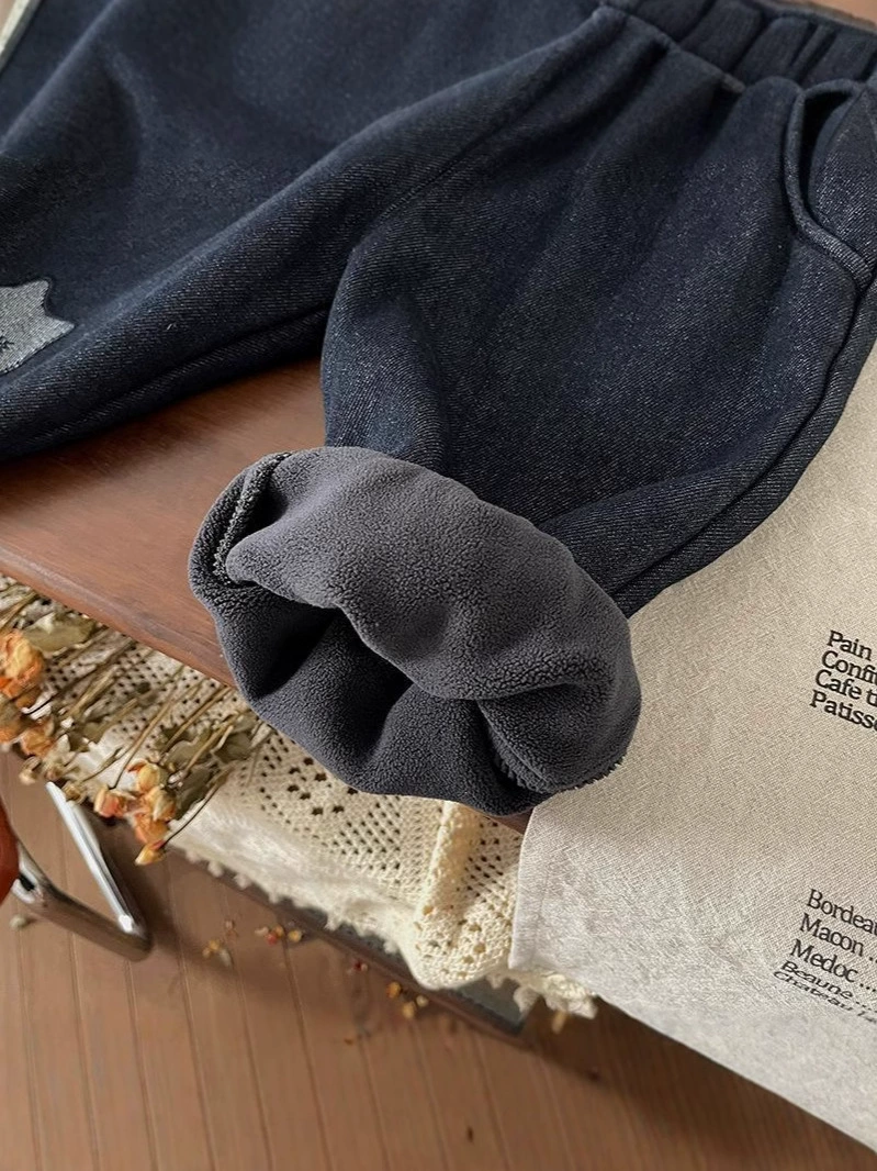 Warm demi-season warm jeans girl's for boys, children's down jacket, trousers, western style