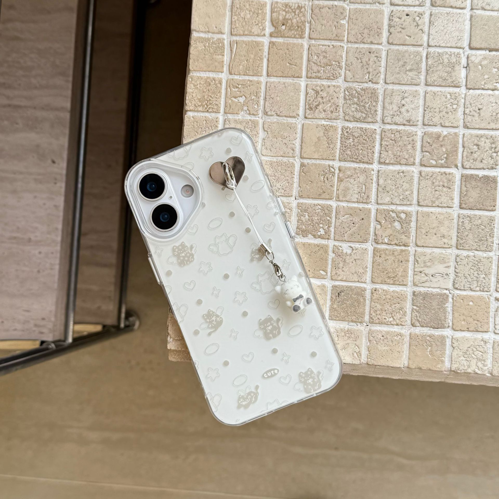 Coreano pantalla completa lunares ángel gato para Apple 16ProMax funda para teléfono móvil 15Pro/14Pro pareja 13P