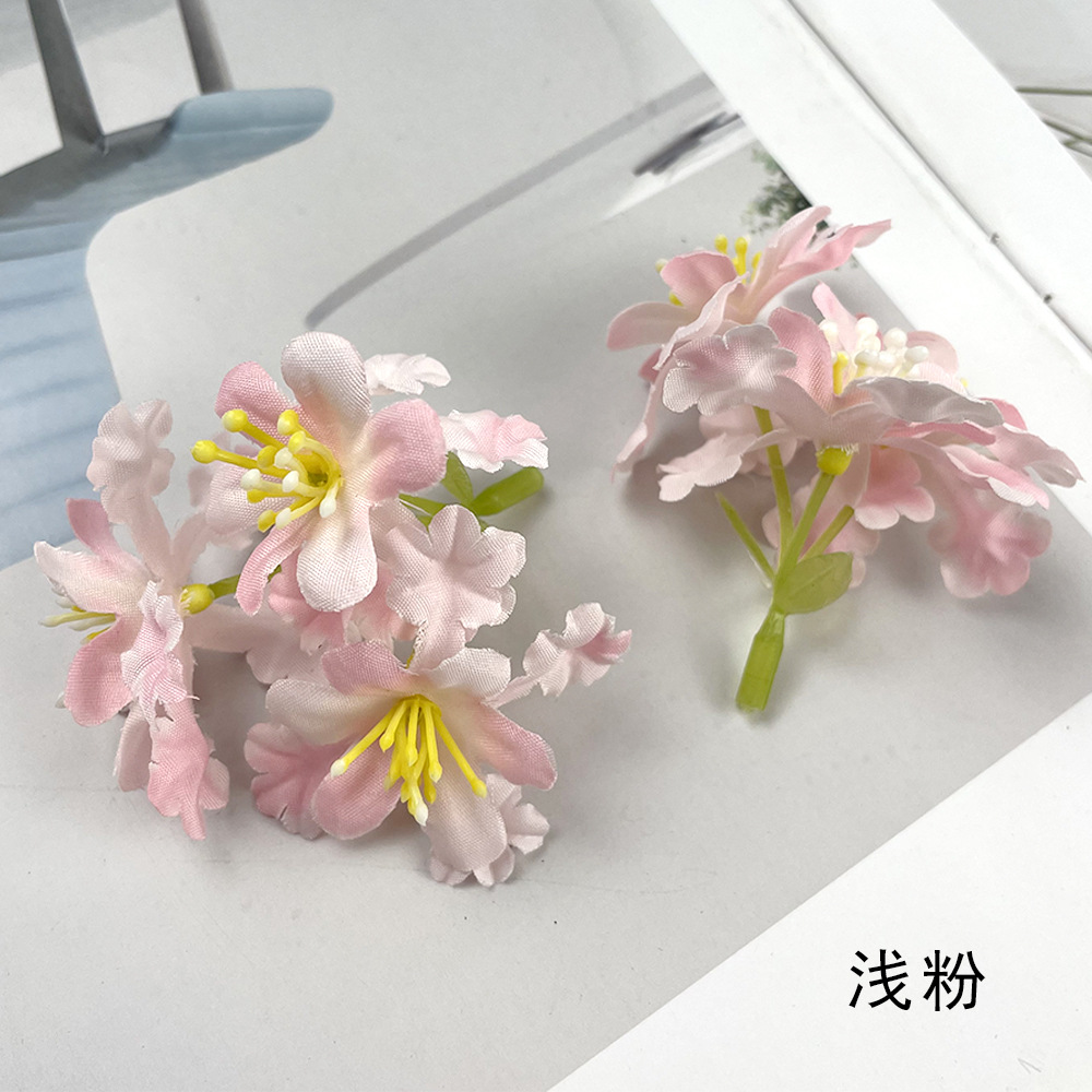 Simulación de 3 horquillas racimos de flores de hierba pequeña diy material de horquilla fabricación de flores falsas estilo ins decoración de ramillete Hanfu