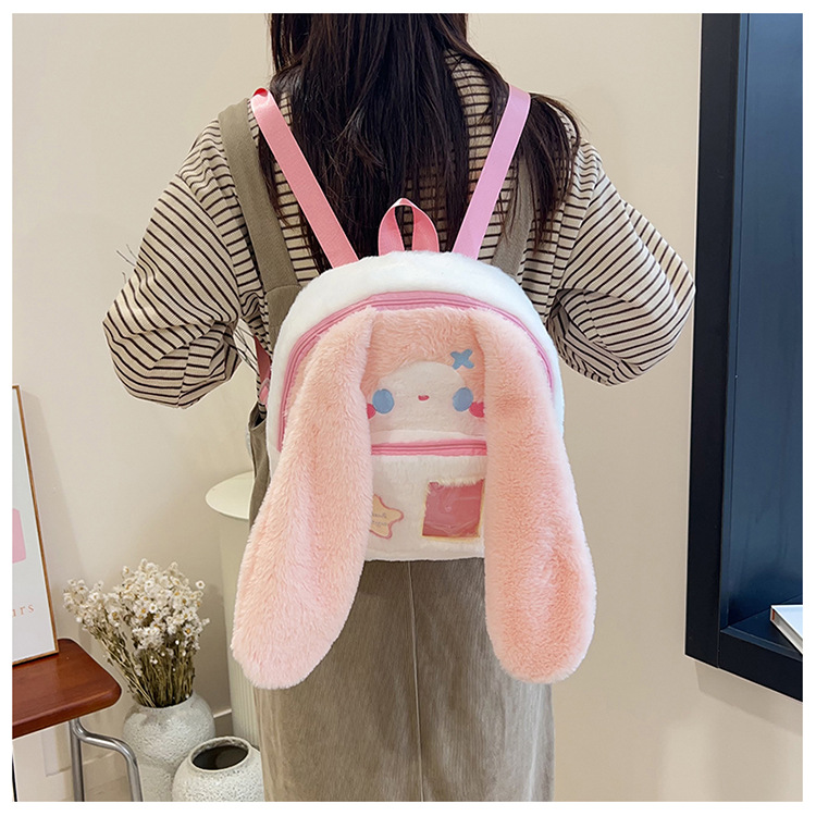 717g Weight Zipper Closure Type Double Shoulder Straps Strap Type Functional Backpack Bags Type Casual, Holiday Occasion Plush Material Women's Backpack Backpack Animal, Cartoon Pattern Spring, Autumn&Winter Season Women's Gender Cute Style Square Shape Animal Cartoon Casual Holiday Women's Backpack Functional Backpack 24
