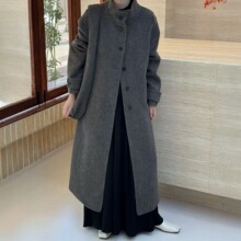 带包2025新款立领长款双面羊毛大衣女秋冬宽松百搭韩版毛呢外套女