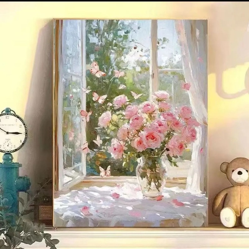 数字油画diy治愈填色唯美花卉高颜值解压丙烯画风景花卉装饰画|undefined