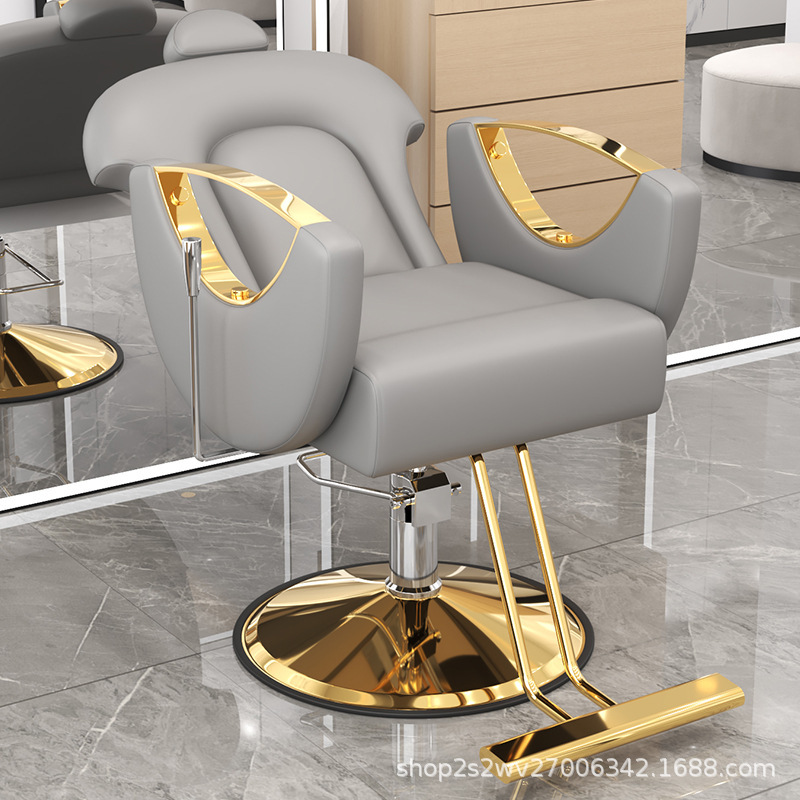 Sillas de barbería transfronterizas reclinables, sillas giratorias para salón de peluquería de alta gama, taburetes de corte de pelo, asiento de elevación y teñido