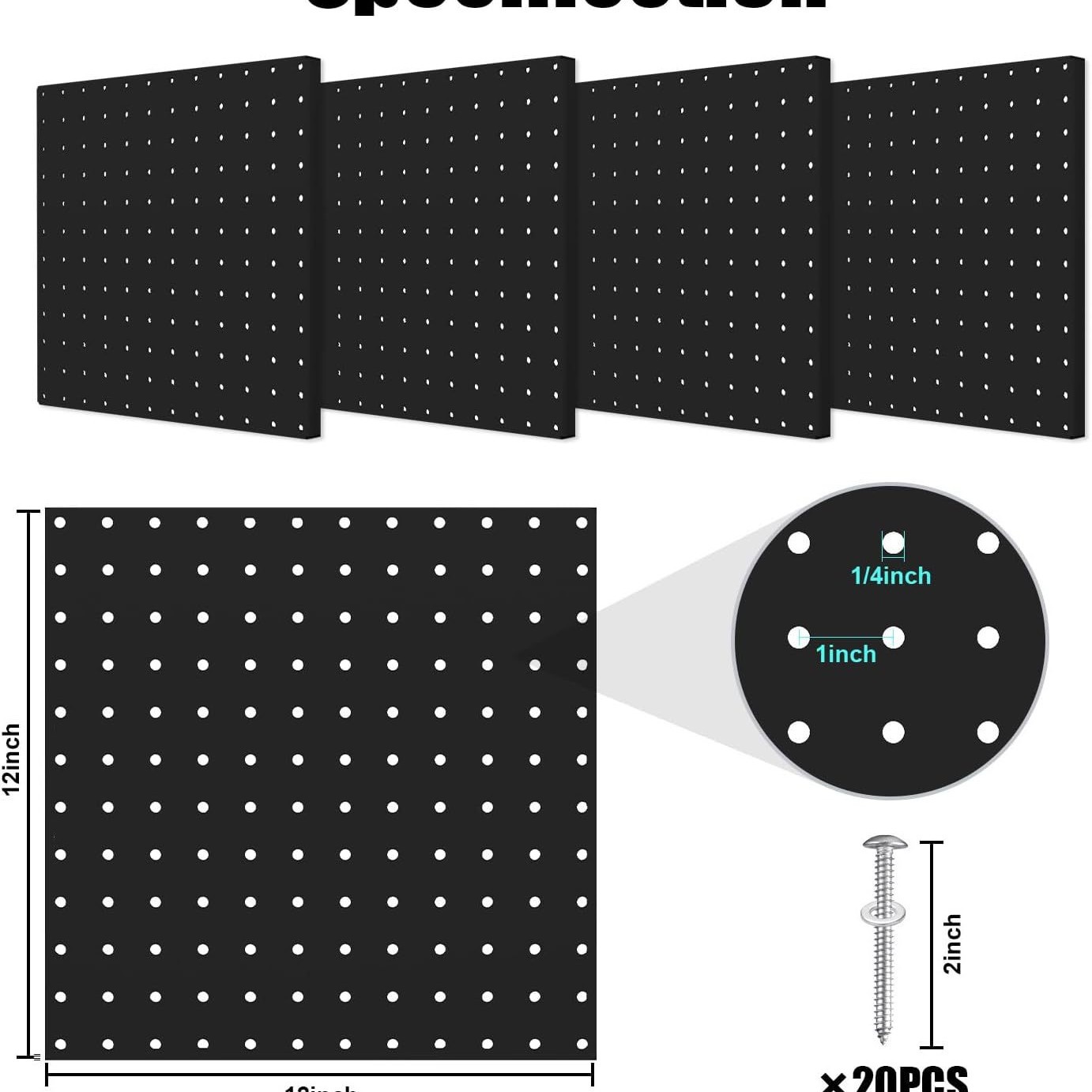 Organizador de Tablero Perforado de Metal para Pared de Metal Resistente para Garaje y Cocina