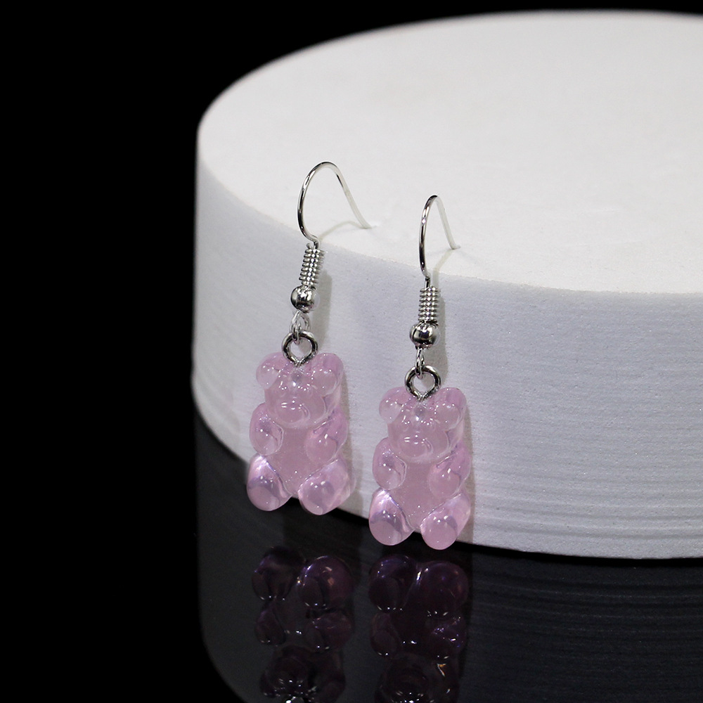 Traje de collar de oso transparente transfronterizo europeo y americano nuevo colgante de dibujos animados de color caramelo de resina collar de mujer de moda personalizada