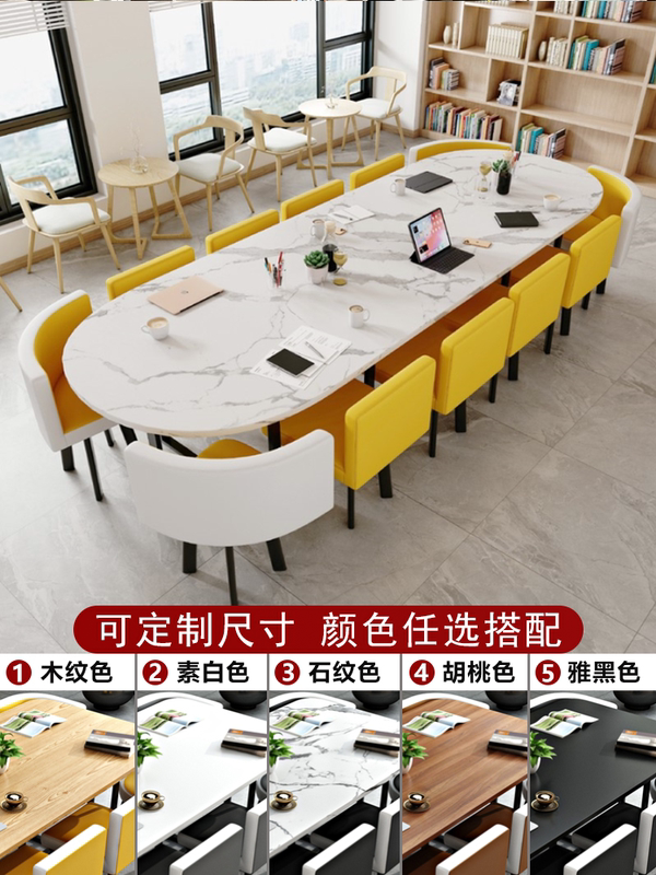 A8L Reception Rest Area Negotiation Oval Tables and Chairs Library Reading Room Large 12-Person Desk Office Conference Table