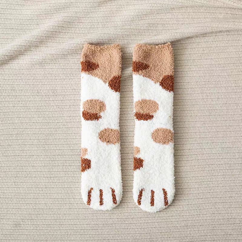 サンゴの靴下の女性の中筒の靴下の秋冬の猫の爪のかわいい厚い保温の床の睡眠の靴下の月子の靴下|undefined