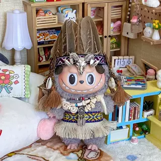 17cm拉布布一二三代搪胶衣服娃衣拉布布印第安人套装马卡龙替