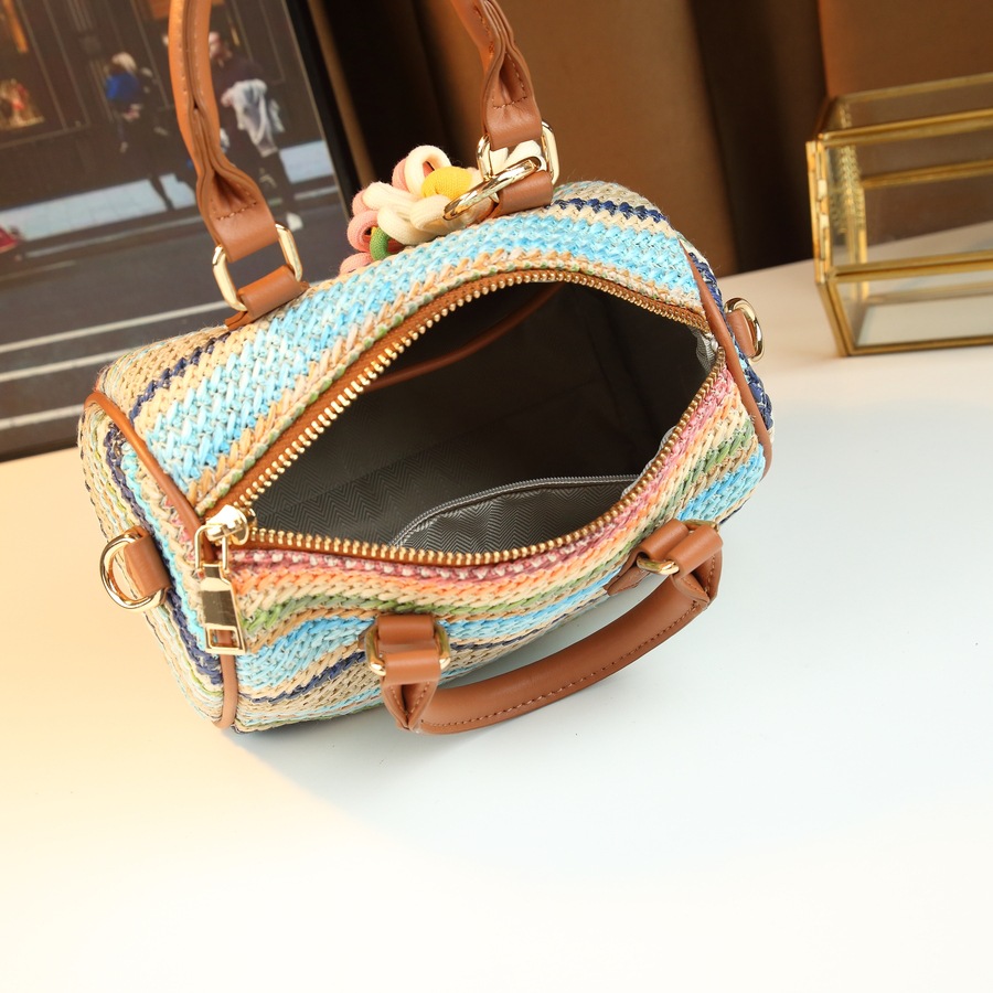 Women's Style Trendy Handbag Summer Fashion Canvas Patchwork Bucket Crossbody Bag For Casual Commuting_voghion.com