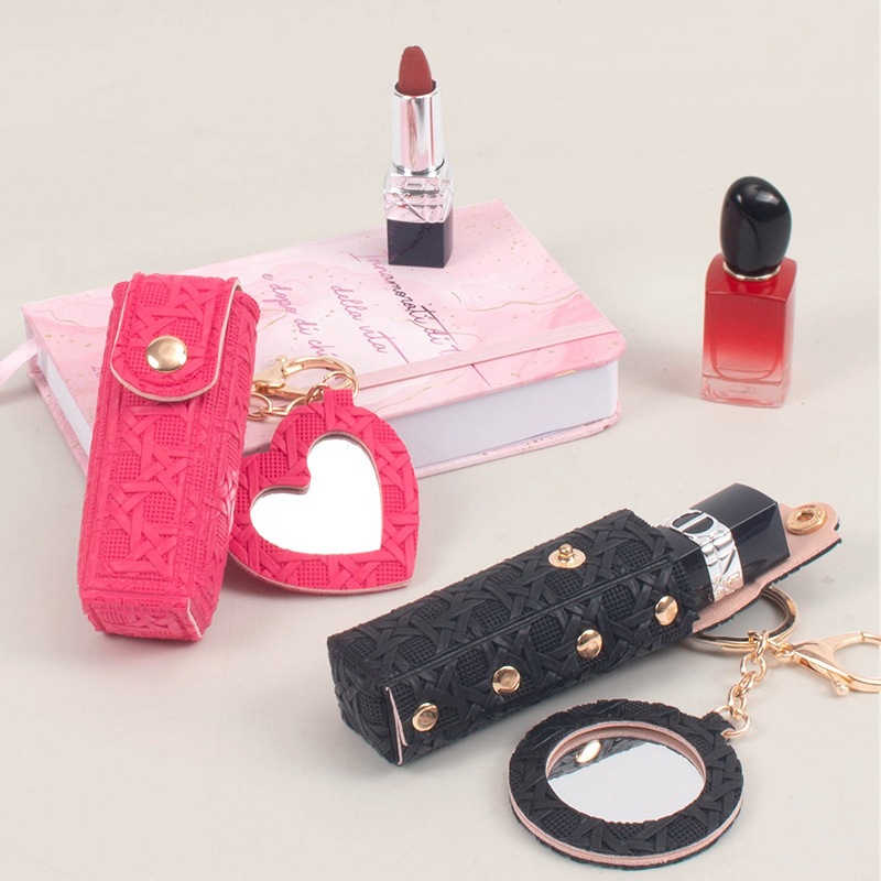2025 New Style Woven Texture Portable Q-version Perfume Case Lipstick Pouch Mini Lipstick Case Essence Pouch Lipstick