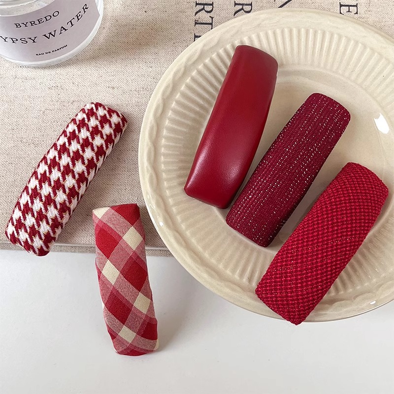 wine red bangs bb clip women's forehead broken hair side hairpin high-grade head broken hair clip temperament headdress 2