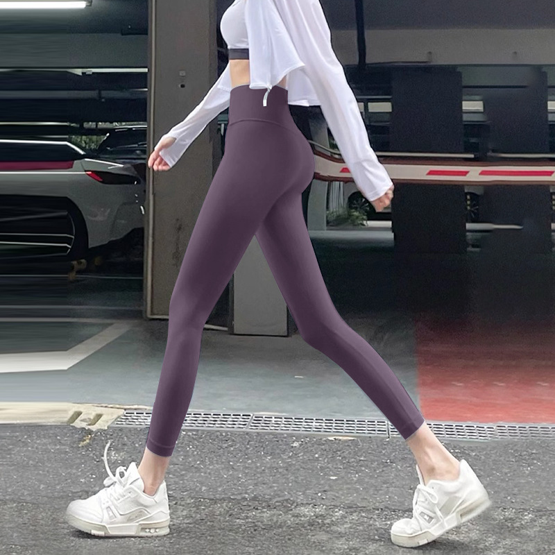 Pantalones de yoga desnudos, fitness, running, leggings ajustados, cintura alta, caderas, abdomen elástico, pantalones de tiburón