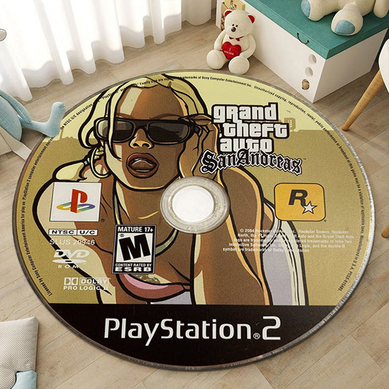 Cross-Border Cartoon Cd Living Room Carpet, Gaming Room Tech-Inspired Bedside Rug, Amazon Dropshipping Coffee Table Rug, Entryway Floor Mat