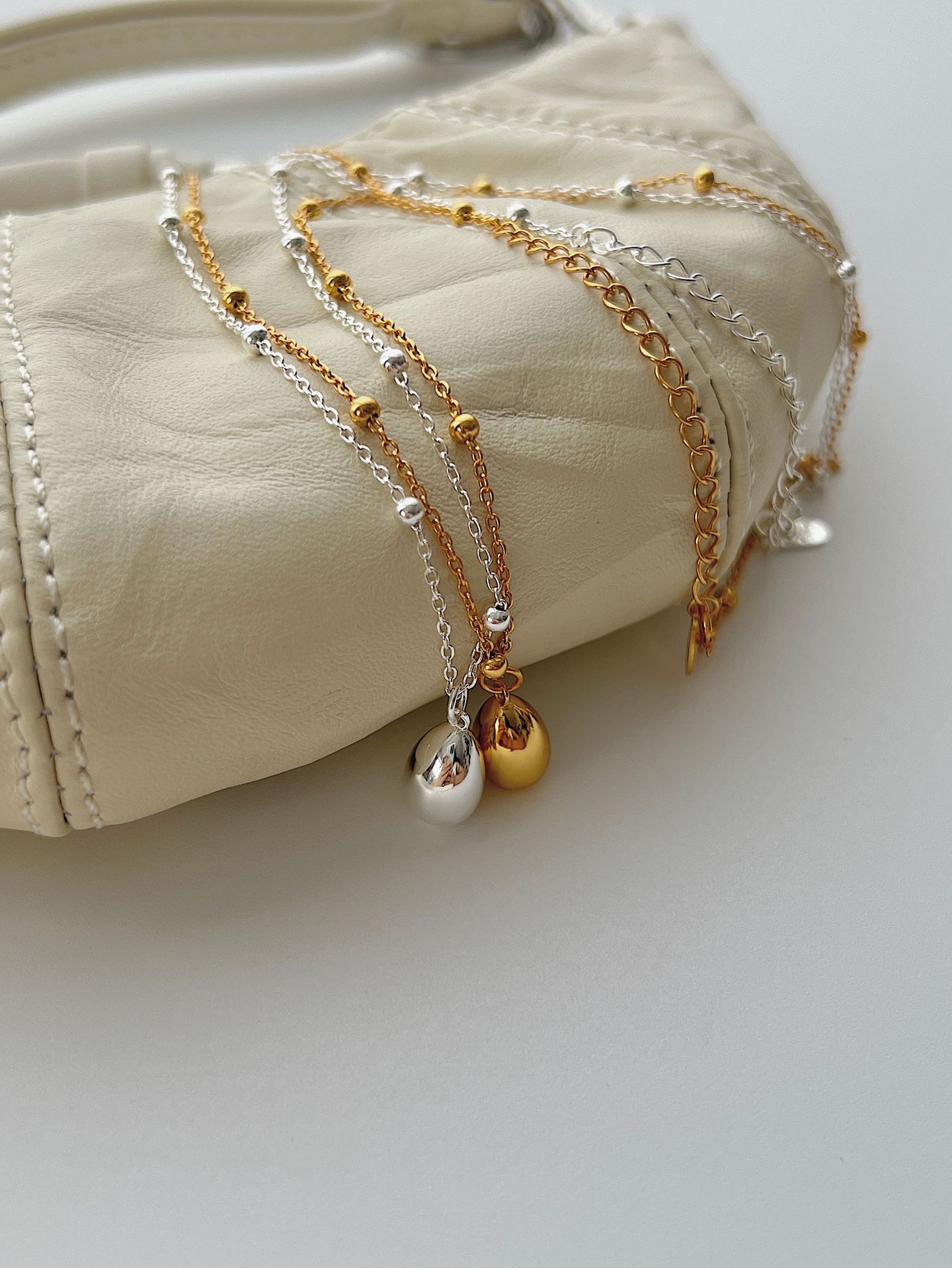 Water Droplets Pattern 925 Sterling Silver Plating Water Droplets Pendant Necklace