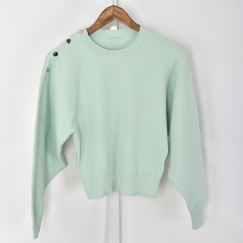 18 autumn and winter new academic style solid color metal buckle sweater MARLINA 2 color 81053 clear goods