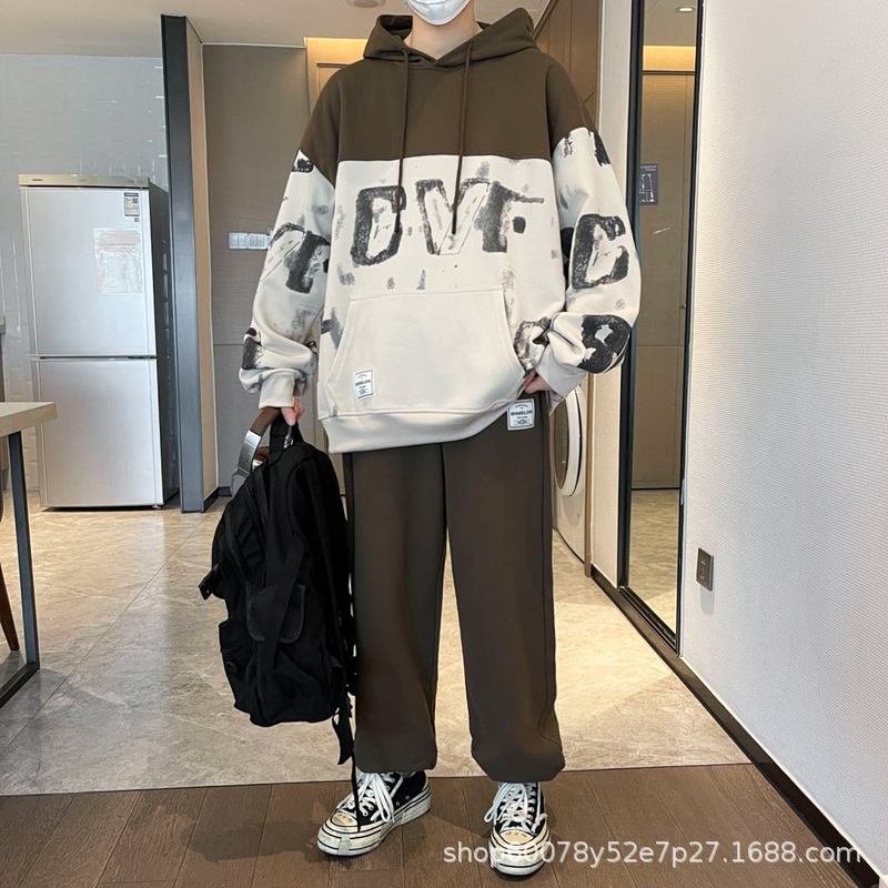Conjunto deportivo informal para hombre 2025, nuevo conjunto completo de sudadera con capucha versátil, elegante y a la moda para primavera y otoño.