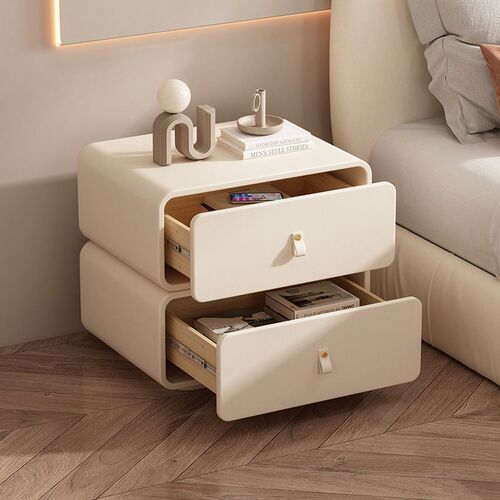 Home Modern Simple Internet Celebrity Princess Style Light Luxury Leather Bedroom Storage Cabinet Free of Installation All Solid Wood Bedside Table