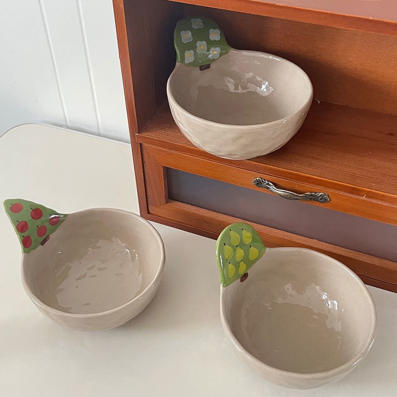 Ins Style Korean Stoneware Retro Breakfast Cereal Bowl Salad Fruit Yogurt Dessert Small Household Rice Bowl