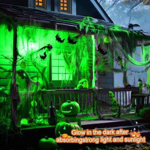 Accesorios de decoración de Halloween, algodón de araña luminoso, seda de araña, tela de araña, casa embrujada, decoración de la escena del bar, suministros de decoración