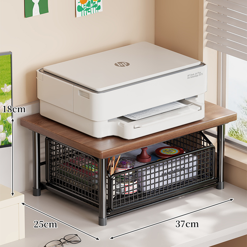 Estante Organizador para Impresora de Hierro y Madera con Cajón para Oficina image 7