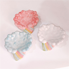 Luxury Rainbow Cloud Drainage Soap Box Bathroom High-end Creative No Hole Ceramic Soap Box Fairy Soap Plate 