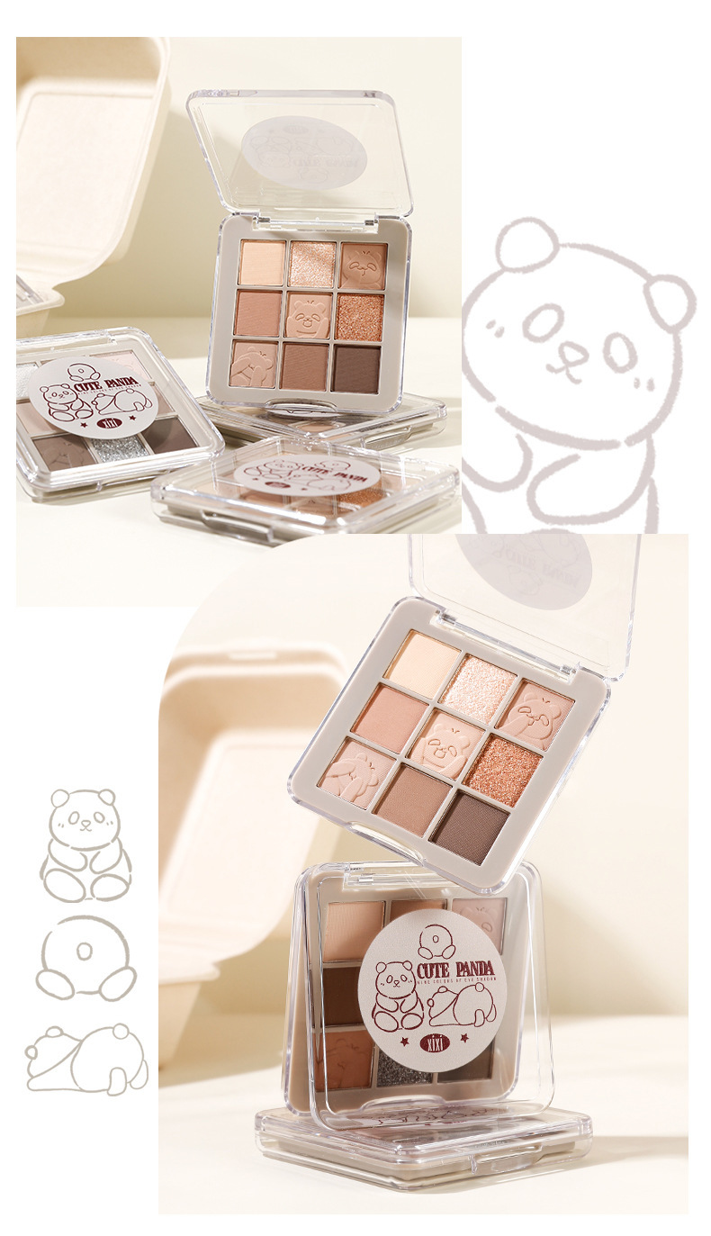 xixi Xiong Di Rong Rong Mischief Nine-Color Eyeshadow Low Saturation Pearlescent Fine Sparkling Matte Blush Contour Eyeshadow All-in-one Set undefined