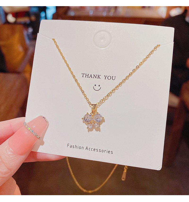 Zircon Pendant Titanium Steel butterfly Necklace for Women