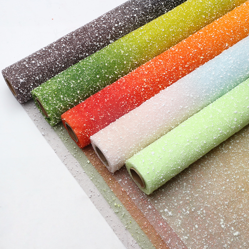 Brillante gradiente de nieve punto de hilo material de embalaje de flores tela tela tela clásica hecha a mano DIY ramo florista
