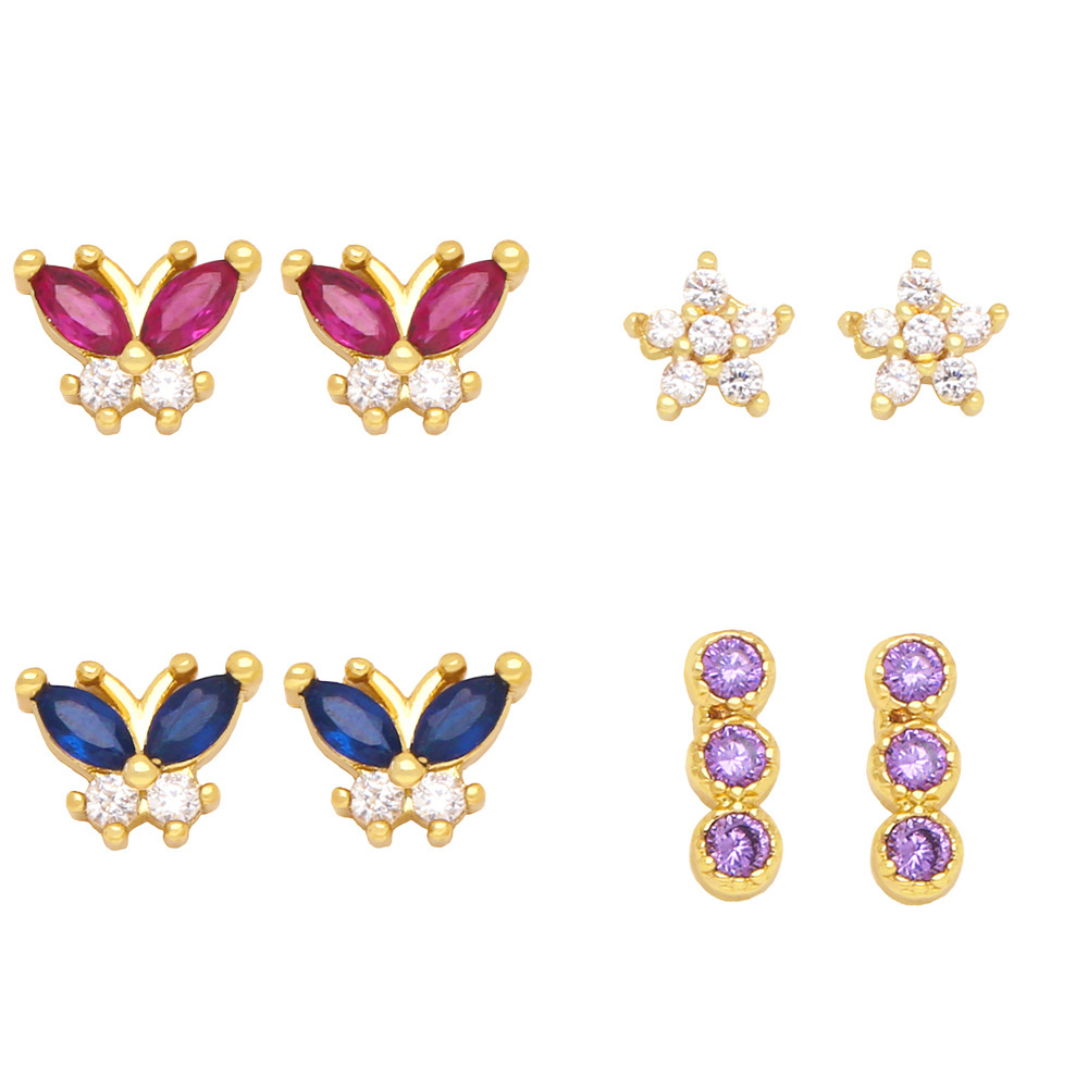 2022 New Fashion Geometric Colorful Zircon Inlaid Stud Earrings For Women display picture 2
